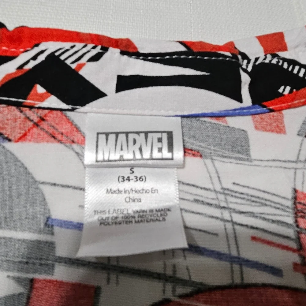 Marvel‎ Captain America Shield Graphic Shirt Button Down Short Sleeve Mens Small - Picture 4 of 8